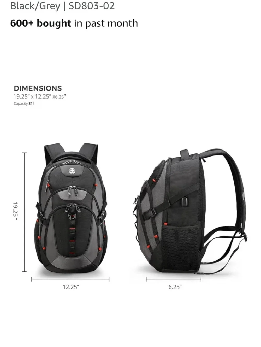 Swiss Travel Backpack College School Laptop Backpack Usb Charging Port